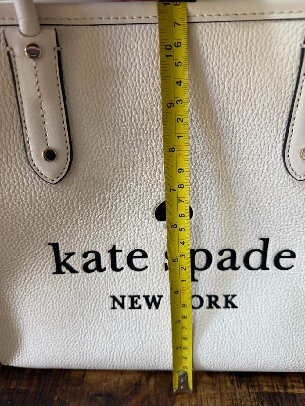 kate spade White Pebble Leather Logo Tote